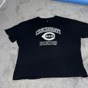 Mens Rare Cincinnati Reds Baseball Black White Print Big Man’s T shirt 5XT Tall